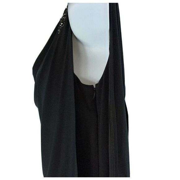 Cache Vtg 90's Beaded Shoulder Cowl Neck Gray Cocktail Dress Stretchy Gorgeous 6 - Picture 6 of 6